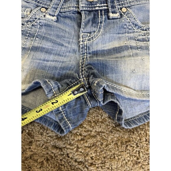 BKE Sabrina Denim Shorts Low Rise Embroidered Pocket Light Wash Y2k 90s Sz 25 - Picture 9 of 10